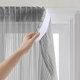 Jilron Scheibengardinen, halbtransparent mit vertikalen Streifen, Blickdicht und lichtfilternd - schnelle Montage ohne Bohren, ideal für Mieter und Wohnmobil(Grau-H105 x B69 cm) 1er-Pack