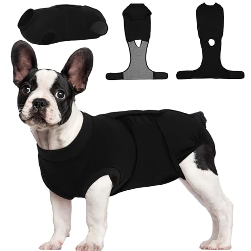 Kuoser Hundebody nach OP M OP-Body für Rüde & Hündin, Schutzanzug nach Kastration, Anti-Leck Body für Hunde, Alternative zum Halskragen, Schwarz