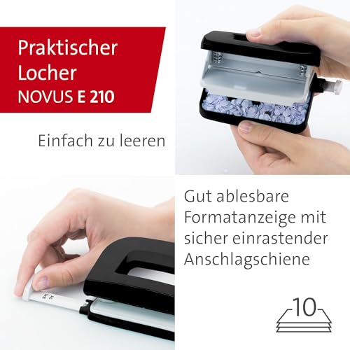 Novus Schreibtisch Set (Heftgerät E 15 mit Locher E 210, inkl. 1000 Heftklammern No. 10) schwarz