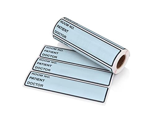 Image of Carstens Patient I.D. Adhesive Medical Chart Labels for 1.5 inch - 4 inch Ring Binder Spines - Pre-Printed Sticker Labels (Room No. / Patient /Doctor), 5 3 /8 inch x 1 3 /8 inch, Sky Blue, Roll of 200