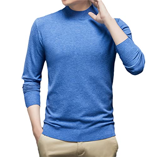 Pull à col roulé YIOLEAMP bleu clair XXL en tricot doux