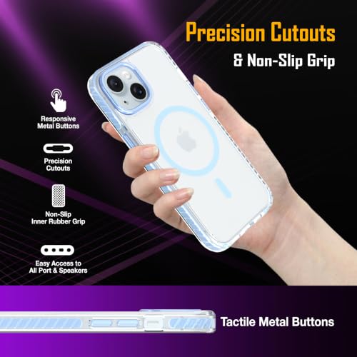 Image of Zapcase Crystal Clear Back case for iPhone 15 | PC Back | TPU Bumper with Inner Rubber Grip | Metal Camera Guard Bezel | Metal Buttons | Scratch Resistant Cover | 2 Layer Edge Protection | Light Blue