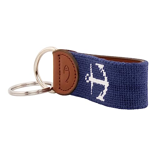 Image of Leather Hand-Stitched Needlepoint Key Fob or Key Chain