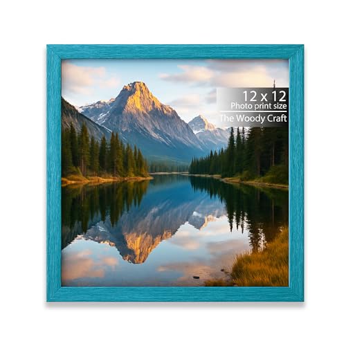 Image of 12x12 inch Square Frame | Blue Photo Frame For Wall With Charming Aesthetic | Wall Photo Frames For Home Decoration | Wooden Frame With Balanced Shape | Vintage Photo Frame For Timeless Art