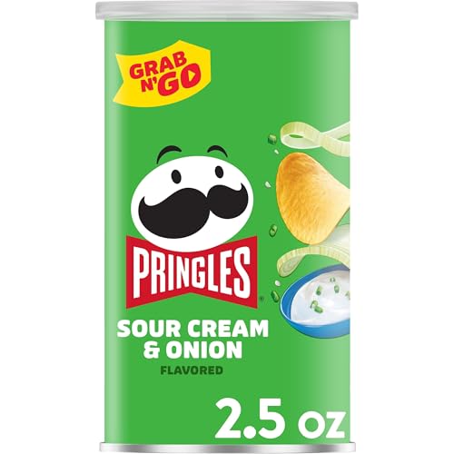 Pringles Potato Crisps Chips, Lunch Snacks, On-the-Go Snacks, Grab N' Go, Sour Cream and Onion, 2.5oz Can (1 Can)