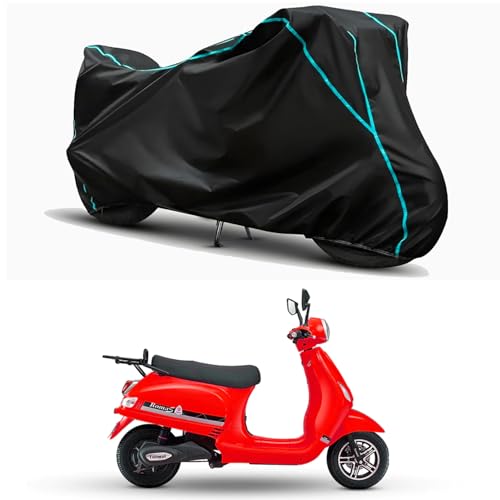 Image of Waterproof Bike Body Cover Compatible for | Tunwal Roma S | Taffeta Fabric, Sky Piping Design, Bottom Elastic Fit | Dustproof, Sun UV & Rain Protection for All Weather.