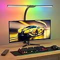 SIBRILLE Upgraded LED Desk Lamp for Home Office with RGB, Rotatable Computer Desk Light with Remote, Eye Caring Table Lamp with Clamp for Study, Dimmable Dual Head Desk Lighting for Monitor PC, 22W