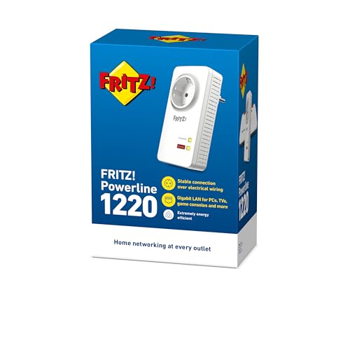 FRITZ!Powerline 1220E Edition International, adattatore extender su rete elettrica fino a 1.200 Mbit/s, PLC, IEEE P1901, 2x Gigabit LAN, Interfaccia in italiano - Immagine 2