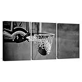 Apicoture Basketball Canvas Wall Art - Black and White Sports Poster Prints Picture for Boys Girls Bedroom Home Office RoomWall Framed 12x16inchx3pcs…