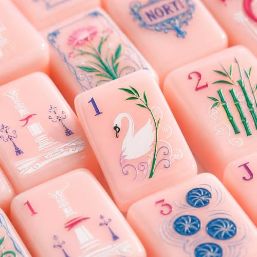 Set de Mahjong Americano Rosa 160 Fichas Acrílicas miniatura 2