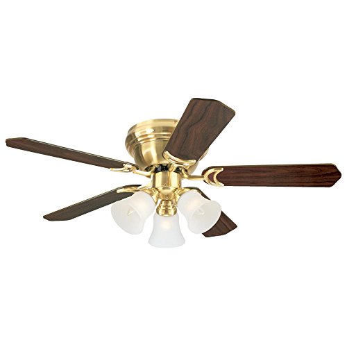 80% Off Discount Westinghouse Lighting 7215100 Contempra Trio 42-Inch Indoor Ceiling Fan, Light Kit with Frosted Glass, Satin Brass (Includes Bulbs)