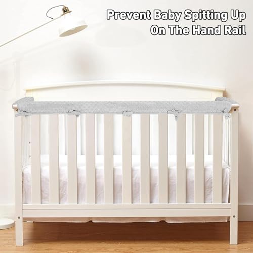 IULONEE 3pcs Baby Rail Cover Protector Set Kids Bed Rails 128x18cm/68x18cm Teething Guard Wrap Fits Side and Front Rails Bed Guardrail Protection (Grey)