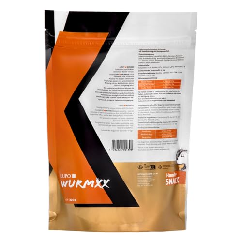 Lupo WURMXX Snacks für Hundefutter, Pellets Ergänzungsfuttermittel für Darmgesundheit, mit Ente und Kräutern (325g)