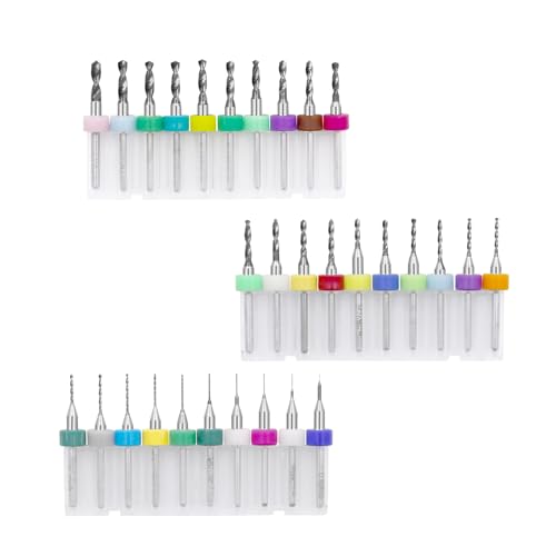 30pcs Premium Tungsten Carbide Micro Drill Bits Set with 0.1-3.0mm Diameter,Ensuring High Precision and Durability for PCB Print Circuit Board Work,Jewelry Engraving,Stone Grinding,and CNC Router