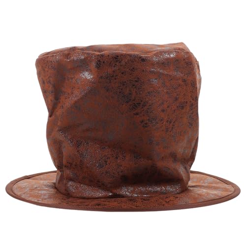 Chapeau haut-de-forme marron rigide style steampunk avec bandeau de confort intégré