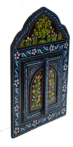 Moroccan Wall Mirror With Doors Hand Painted Arabesque Handmade Decor Small Black #TOP3