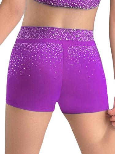Kids Girls Gymnastic Ice Skating Shorts Figure Skating Shorts Pants Stretch V-Front Dance Yoga Trousers4