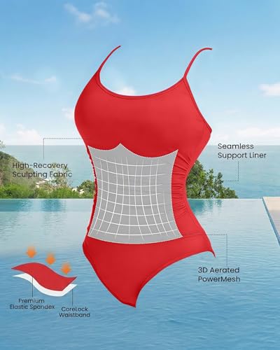 Image of Period Swimwear for Teens One Piece Ultra-Thin Quick-Dry Leakproof Tummy Control Swim Suit ,Multi