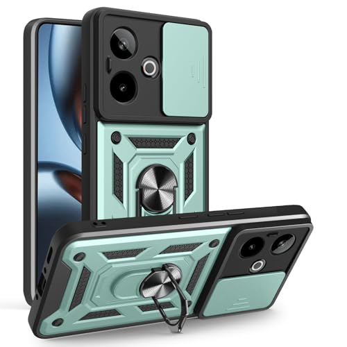 Kukoufey Compatible with Realme GT7 5G Case Cover,with Slide Camera Lens Cover Compatible with Realme GT 7T RMX5085 RMX5061 Case Green