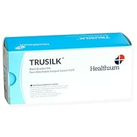 HEALTHIUM - TRUSILK - Nicht absorbierbare Multifilament-Naht aus geflochtener schwarzer Seide, C4, Nadel 17 mm, Naht 45 cm, schwarz, 22844