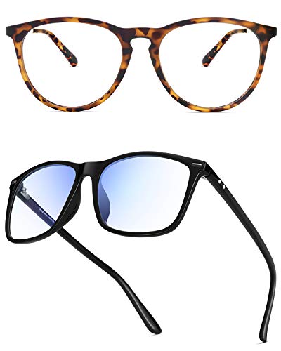 Yaroce Blue Light Blocking Glasses, 2-Pack Anti Glare UV Digital Eyestrain Computer Gaming Blue Light Filter Glasses for Women/Men (Tortoise, Black)