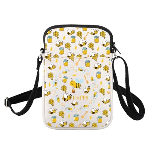 FUSTMW Bee Crossbody Purse Gifts for Bees Lovers Cross Body Bag Honey Bee Gifts Travel Cell Phone Purse