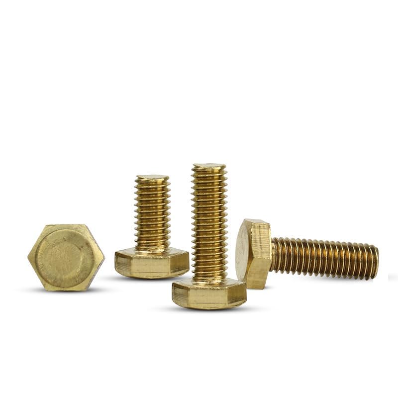 Image of M4*10mm Brass Hexagon Screw Bolts - 10 PCS External Hex Head Tap Bolts Hexagon Screws with External Hexagon Thread