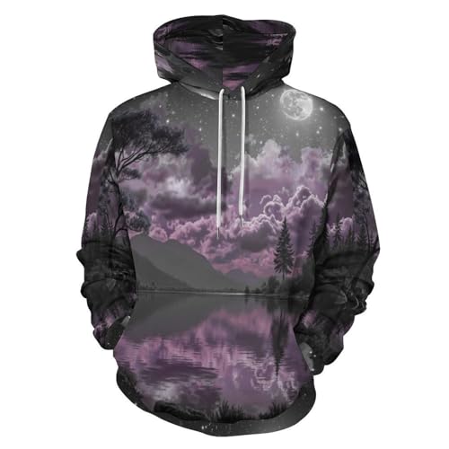 Pull homme oversize confortable contre le froid imprimé forêt