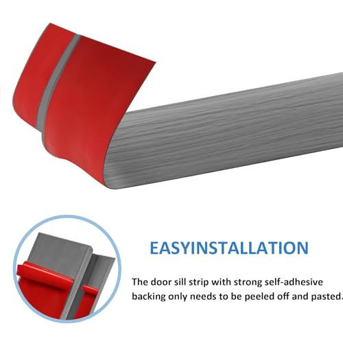 BOYIFEIJIE Übergangsleiste Höhenausgleich | 1M x 5cm PVC Übergangsprofil Selbstklebend | Türschwellen Leiste Höhenausgleich von 5–10mm | Übergangsleiste Boden für Laminat, Fliesen (Grau Holz)