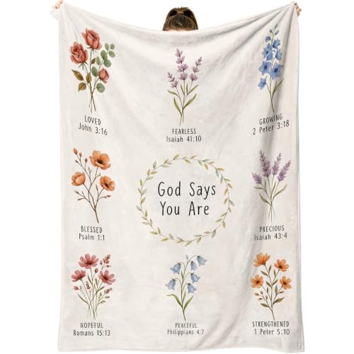 Image of COMFAR Christian Floral Throw Blanket, Christian Gifts for Women, Baptism /Religious /Inspirational /Catholic /Encouragement /Birthday Gifts for Women, First Holy Communion Gifts for Girls 40 inchx 60 inch