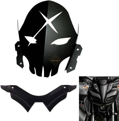 Vagary Combo of Black Metal Visor with Black Winglet for Yamaha MT 15 Bike Windshield