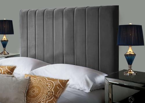 Elixir Furniture Portland Handmade Divan Headboard – 5ft King Size | 24-Inch Tall | Plush Velvet in Grey | Elegant Padded Design (Grey, 5ft King Height-24inch)