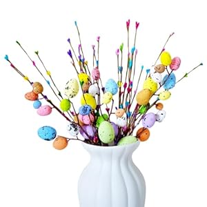 33pcs Artificial Easter Spray Vine with Pastel Easter Eggs and Berries - Decorative Spring Floral Stems - Easter Egg Twig Branches for Floral Arrangement - Centerpiece Wreath Decoration 33pcs Artificial Easter Spray Vine with Pastel Easter Eggs and Berries Decorative Spring Floral Stems Easter Egg Twig Branches for Floral Arrangement Centerpiece Wreath Decoration