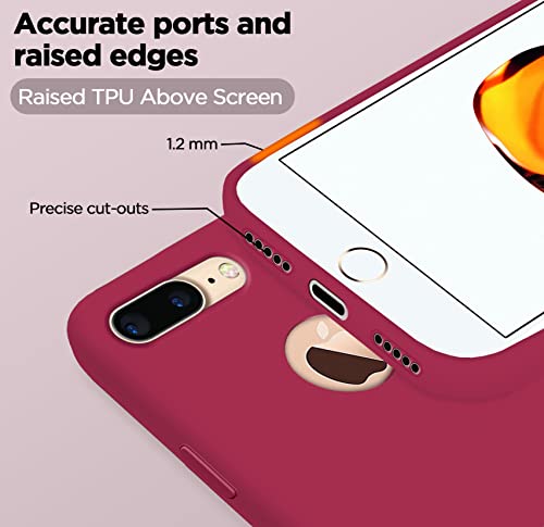 Image of Pikkme Back Cover | Full Camera Protection | Raised Edges | Super Soft Silicone | Bumper Case for iPhone 7 Plus / 8 Plus (Rose Red)
