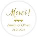 48 étiquettes Autocollants d'or Merci mariage personnalisées,40MM ROND Joints d'enveloppe,Amour coeur modèle pour faveurs de Mariage/Baptême/Communion/Anniversaire/Fête/cartes/dragees -Rd 041