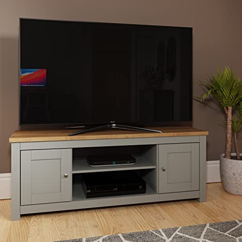 Meuble TV gain de place gris clair pour ranger les consoles