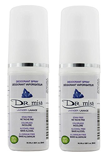 Dr. Mist Lavender All Natural Spray Deodorant Mist With Only Water, Salt and Dead Sea Minerals, Aluminum Free, Oil Free, No Coloring or Staining, 1.69 oz (50 ml) (Pack of 2)