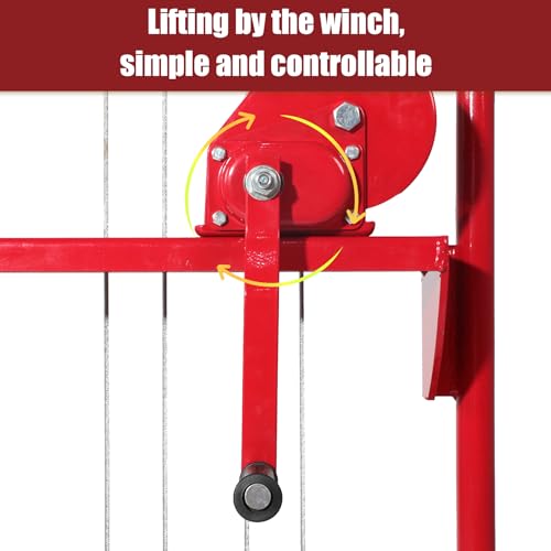 Tory Carrier Material Lift Winch Stacker, 440 lbs Capacity Pallet Stacker, 35.4\" Lifting Height, Pallet Truck Dolly, Swivel Casters Lift Table Cart, Forklift with Steel Platform