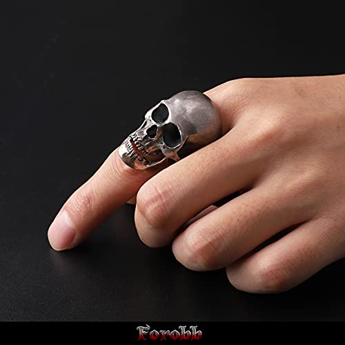Image of Skull Ring 925 Sterling Silver Handcrafted Gothic Rock Punk Diablo Vintage Cocktail Party Biker Retro [Standard 60021] - Ring Size 9.5