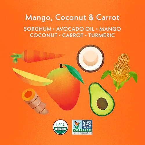 Once Upon a Farm Organic Baby Fruit & Veggie Puffs, Mango, Coconut & Carrot,1.5oz