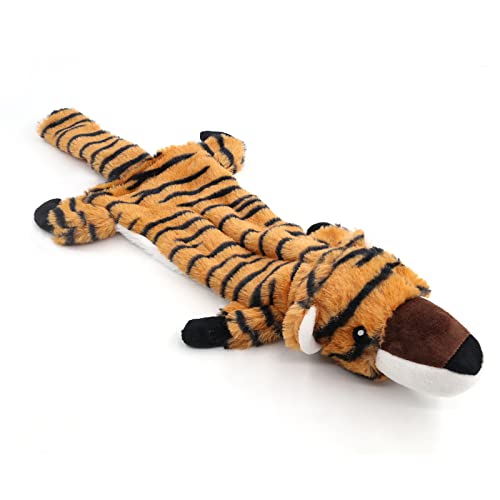 Newthinking Quietschendes Hundespielzeug, kein Füllen, weiches Hundespielzeug mit Knisterpapier und Sounder, langlebiges Plüsch-Hundespielzeug für große kleine mittelgroße Hunde (Tiger) Cover
