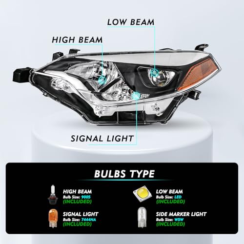 Image of TUSDAR LED Headlight Assembly for 2014 2015 2016 Toyota Corolla (W /Bulbs)