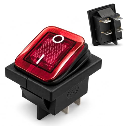 Interruptor Basculante DPST ON/OFF 4 Pin, Luz Roja, 1 Unidades