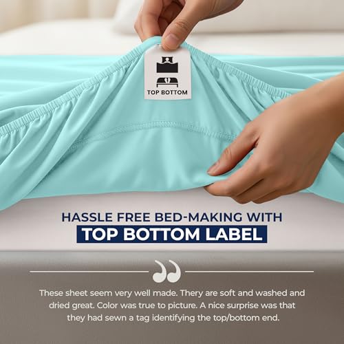 Image of Utopia Bedding King Deep Pocket Fitted Sheet - Extra Deep Pocket - Fits up to 21 Inch Mattress - Hotel Luxury - Soft, Breathable and Comfy - Shrinkage and Fade Resistant - Easy Care - (Spa Blue)