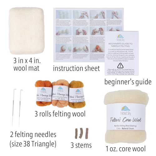 Felted Sky FSKMPT Pumpkin Trio Needle Felting Kit Learn How To Sculpt With Wool thumb #3