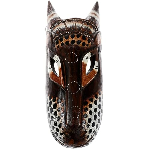 AEVVV Máscara africana de estilo aborígene, pintada a mano, máscara de madera para colgar en la pared, decoración africana, decoración de pared de estilo africano tallada a mano (peces)