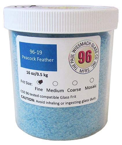 Wissmach Glass Frit Fine Peacock Blue Trans. (96-19) 1Lb. Jar 96 COE