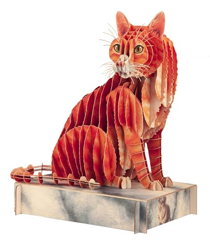 Gespänsterwald® Steckfigur, 3D Modellbau Bastelset, Tierfigur zum Basteln & Aufstellen mit Anleitung | Tiere aus Karton & Holzpappe | für Kinder ab 10 Jahre (Katze)