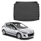 SCOUTT Tapis De Coffre sur Mesure pour Peugeot 308 3/5P. Berlina 2014 2021, Noir, Antidérapant, Bord Haut, Toutes Saisons