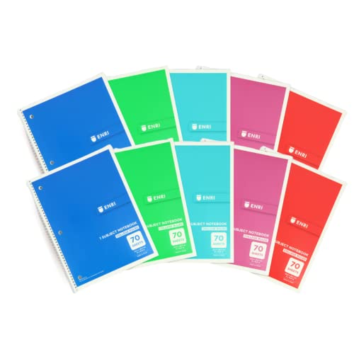 Enri College Ruled Notebooks - 70 Sheets of 8"x10.5" Paper for Note-Taking